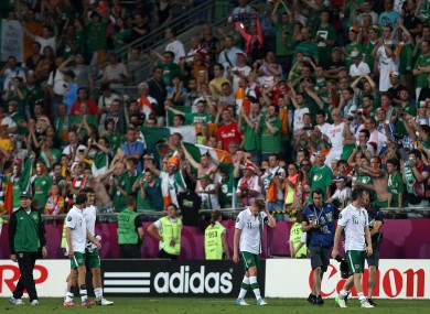The Irish team following their match against Italy