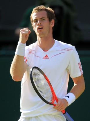 Andy Murray celebrates defeating Croatia's Ivo Karlovic.