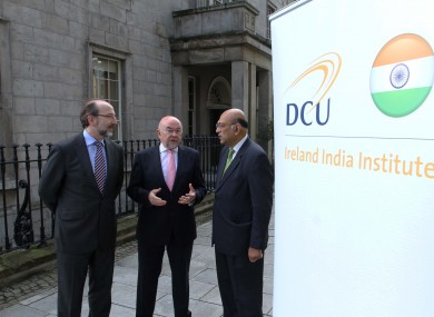 Professor Brian MacCraith, President of DCU, Minister Ruairí Quinn and India Ambassador, HE Mr Debashish Shakravarti