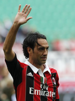Nesta waves to supporters at the end of a Serie A game with Novara in May.