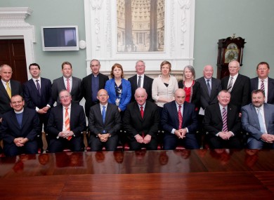 Members of the Orange Grand Order with Senators in the Oireachtas today. Drew Nelson is second from right in the bottom row.