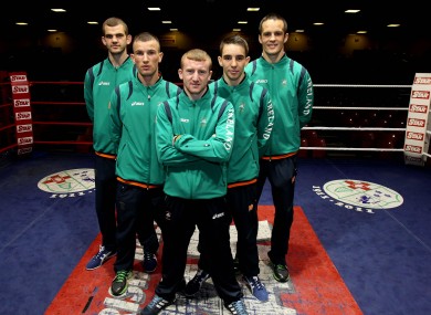 Adam Nolan, John Joe Nevin, Paddy Barnes, Michael Conlon and Darren O'Neill at the launch of the of the Irish Boxing team for London 2012.