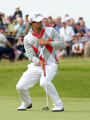 Australia's Adam Scott putts during day three of the 2012 Open Championship.