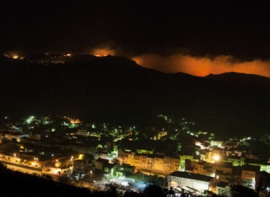 Fires burn the forest on the mountains in La Jonquera, Spain, close to the French border.
