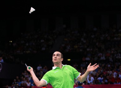 Ireland's Scott Evans plays against China's Lin Dan today.