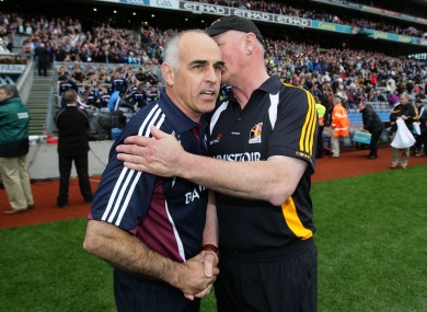 Anthony Cunningham and Brian Cody after the Leinster hurling final.