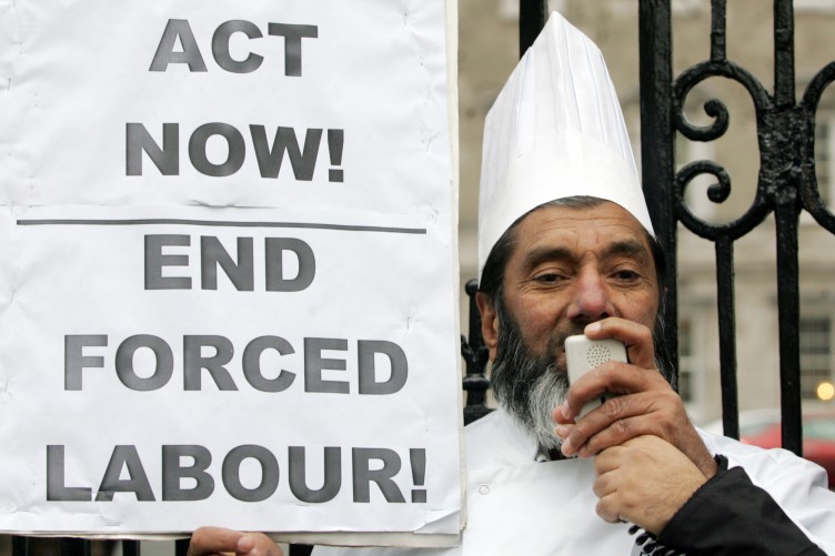 Muhammad Younis campaigning against force labour in Ireland. Image Credit: Journal.ie