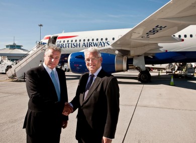 Simon Daly and Vincent Harrison at Dublin Airport today.