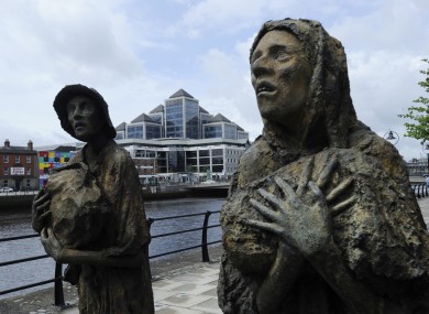 The memorial to the Great Famine in Dublin's IFSC. The latest ESRI bulletin says Ireland's economy is 'bouncing along the bottom'.