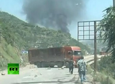 Screengrab of a video of the damage the quake caused.