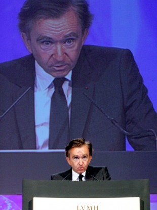 LVMH chairman Bernard Arnault delivers a speech in Paris (File photo)