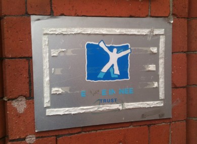 The plaque marking the former People in Need HQ at Exchequer Chambers, Exchequer Street, Dublin.