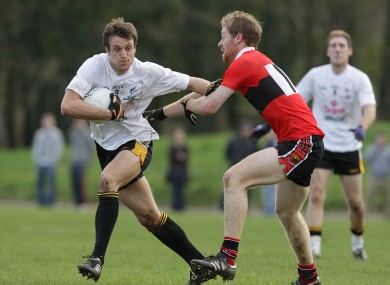 UCC's JB Spillane Castle with Conor Brophy of NUI Maynooth in action in the competition last year.