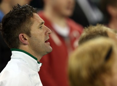 Robbie Keane during the National Anthem on Friday.
