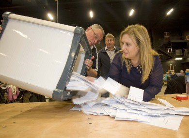 Ballot boxes are opened in the Childrens Rights Referendum count at CityWest in Dublin