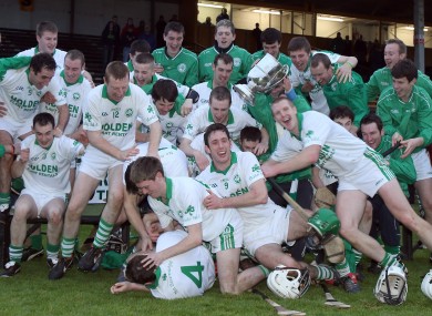 Ballyhale Shamrocks players celebrate with the cup.
