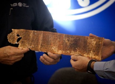 A copy of a part of the Dead Sea Scrolls.