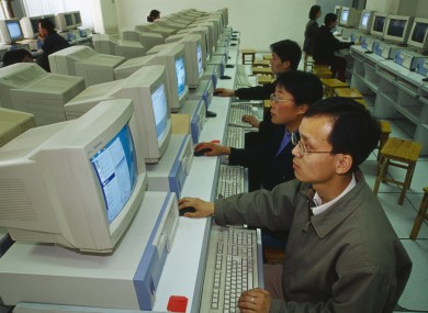 An internet cafe in Shaanxi Province in China
