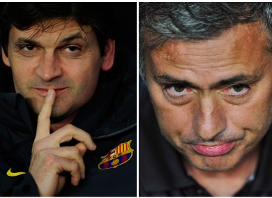 Vilanova, left, and Jose Mourinho.