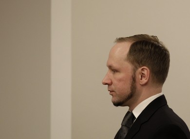 Anders Behring Breivik in the courtroom during his trial last August