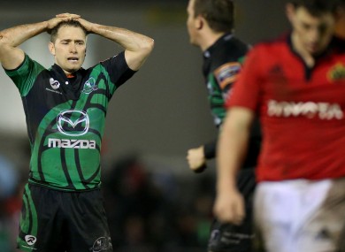 Dan Parks is dejected after the home loss to Munster.