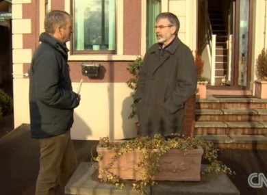 Gerry Adams during his interview with CNN's Nic Robertson