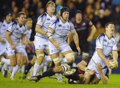 Sean O'Brien runs in support of Jonny Sexton.