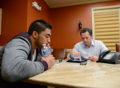 Notre Dame linebacker Manti Te'o pauses during an interview with ESPN's Jeremy Schaap last weekend.