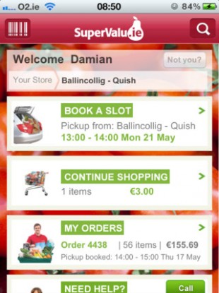 The homepage of the new SuperValu app