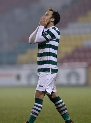 A dejected Sean O'Connor of Shamrock Rovers.