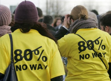 Student nurses at a protest against the scheme earlier this month.
