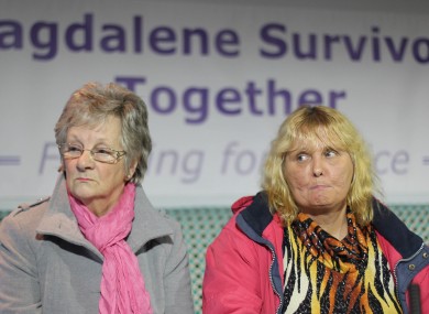Magdalene survivors Marina Gambold and Mary Smyth at a press conference during the week