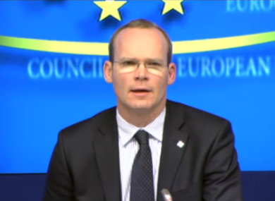 Simon Coveney speaks to reporters after convening today's short-notice meeting in Brussels.