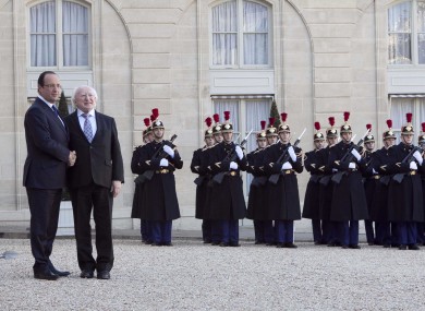President Michael D Higgins meets French leader Francois Hollande earlier this week