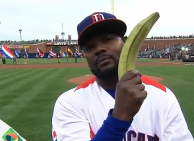 Fernando Rodney shows off his banana.