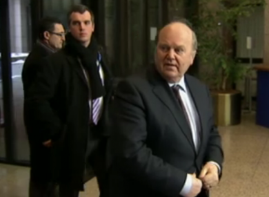 Michael Noonan arriving in Brussels this evening