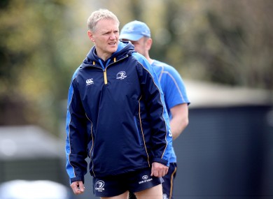Joe Schmidt observes a Leinster training session.