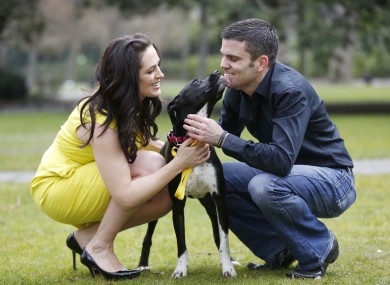 TV presenter Gráinne Seoige and former boxing world champion Bernard Dunne at the launch of the Pedigree Adoption Drive.