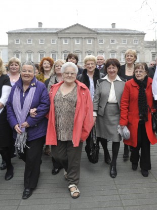 Symphysiotomy survivors leaving Leinster House last month.