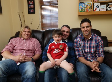 Richard Hibbard and Conor Murray (Lions) with Eugene and Owen Lyons.