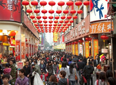 Shoppers on the famous Dongmen Street in Shenzhen, China