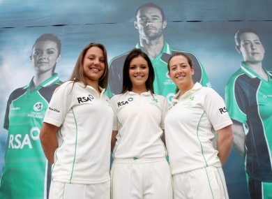 Lucy O'Reilly is set to surpass Elena Tice, pictured here with Emma Flanagan (c) and Isobel Joyce (r), as Ireland's youngest cricketer.