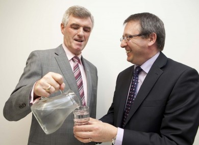 John Tierney of Irish Water and Michael McNicholas of Bord Gais at the jobs announcement today