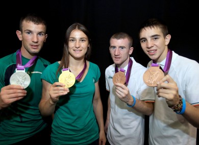 Nevin, Taylor, Barnes and Conlan with their Olympic medals (file photo).