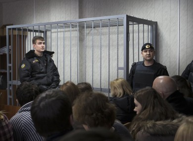 The empty cage in the Moscow courtroom during Magnitsky's trial