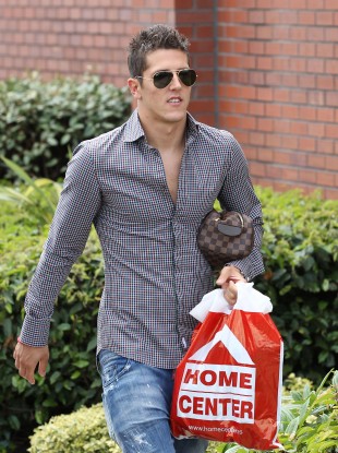 Making himself at home: Jovetic after his medical in Manchester.
