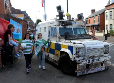Security before the first leg of the UEFA Champions League qualifying tie in Belfast.