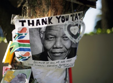 Get well soon messages and drawings are seen outside Nelson Mandela's house in Johannesburg