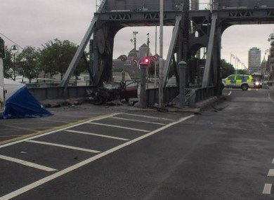 The aftermath of the crash on Monday morning