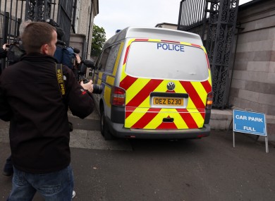 A police van transporting Leslie Ross, arrives at Armagh court in Northern Ireland where he was been charged with the murders of Michelle Bickerstaff and Margaret Weise last week.